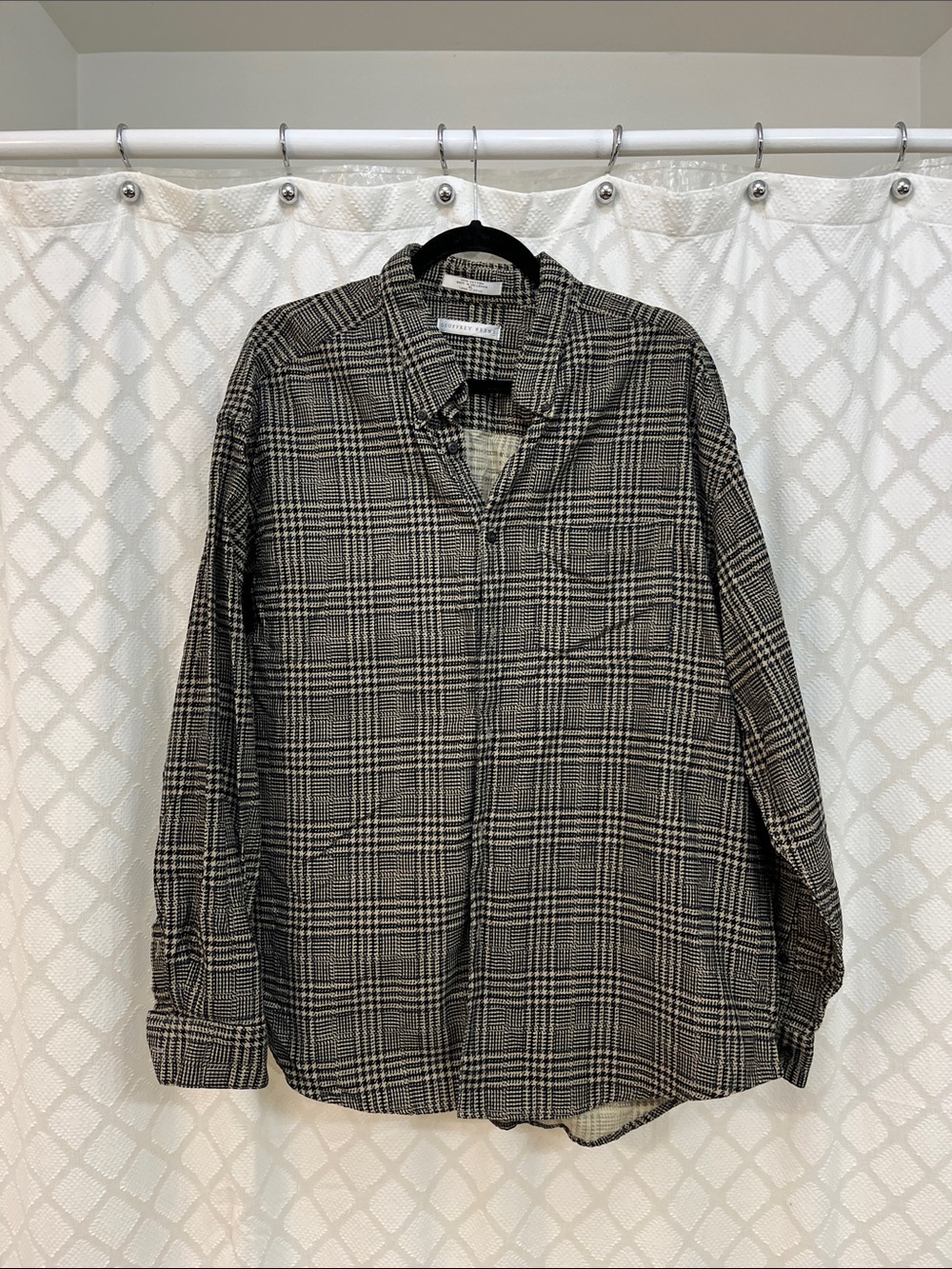Geoffrey Beene Black and White Glen Plaid Lightweight Shirt Jacket